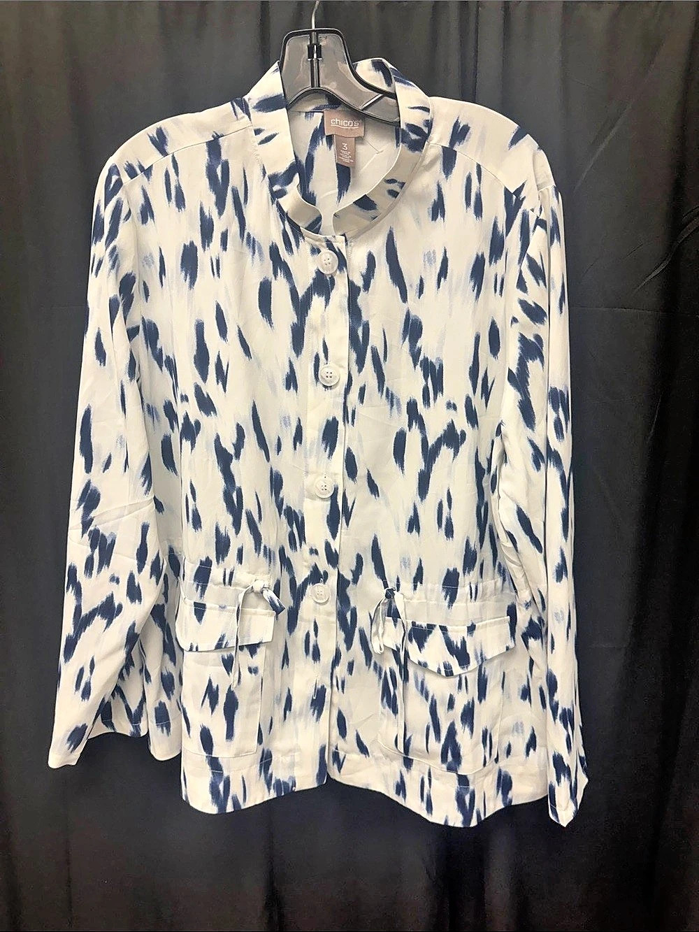 Chico's Abstract Print Utility Jacket Size 3 Polyester Like New